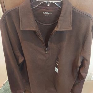 Men's Croft & Barrow size small quarter zip brown Polo pullover